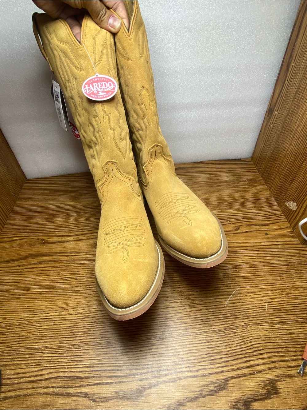 Laredo Boots Men's Size 11 D Larkin Brown Suede Leather Western Cowboy Round Toe - Picture 7 of 14